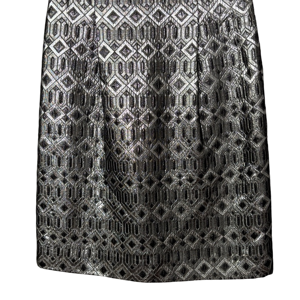 Tory Burch Ryanne Metallic Sheath Dress Size 4 Silver Black Cocktail - Picture 4 of 7